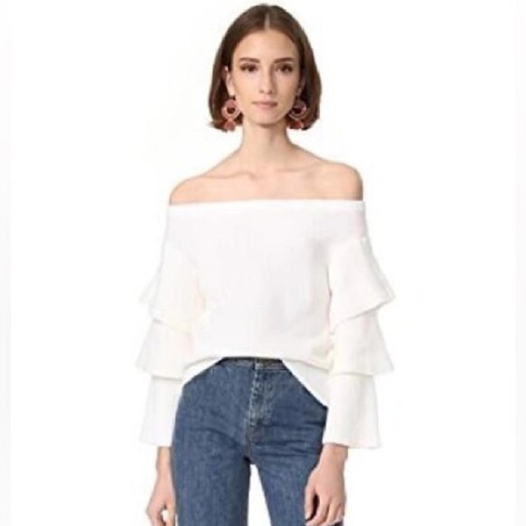 Endless Rose Off Shoulder Ruffle Sleeve Sweater (Women's Size Medium) - Picture 1 of 6